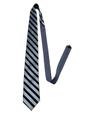 Tommy Hilfiger Silk Tie Blue Black Striped Classic Preppy USA Made